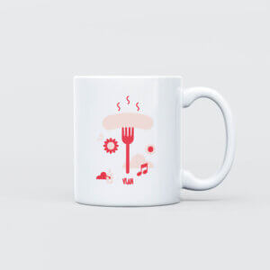 Mug avec design 'Chevalier Médiéval' et 'Boudin Blanc', fusion parfaite entre l’histoire des Ardennes et la gastronomie locale.