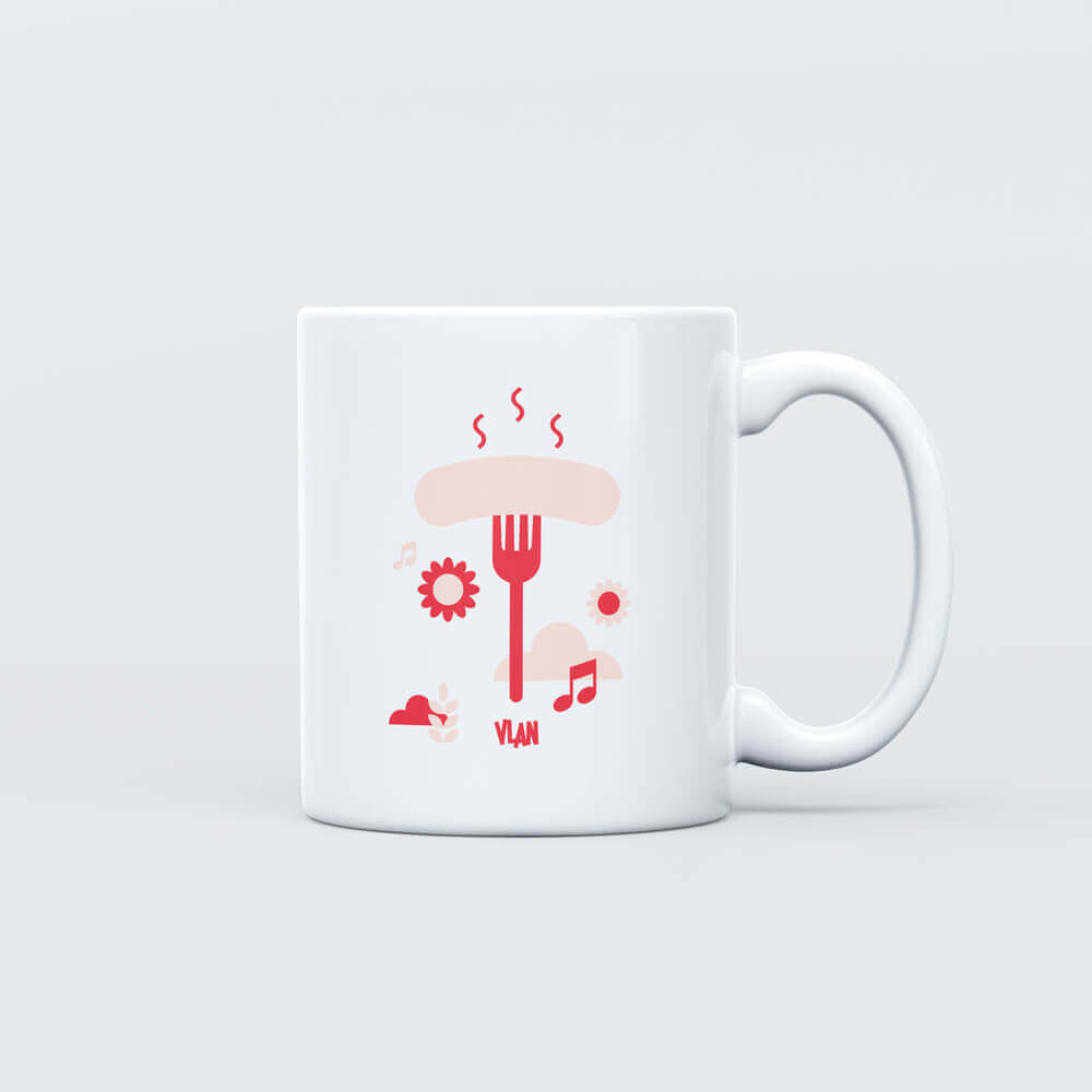 Mug avec design 'Chevalier Médiéval' et 'Boudin Blanc', fusion parfaite entre l’histoire des Ardennes et la gastronomie locale.