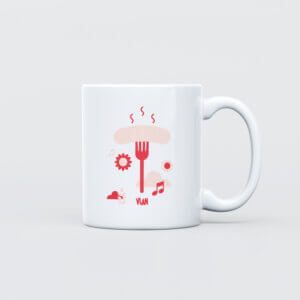Mug avec design 'Chevalier Médiéval' et 'Boudin Blanc', fusion parfaite entre l’histoire des Ardennes et la gastronomie locale.