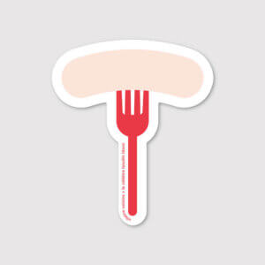 Autocollants détachés représentant des éléments emblématiques des Ardennes : boudin blanc, chevalier, marionnette, galette au sucre, loup d'Argonne, Arthur Rimbaud, salade au lard, sanglier et vélo voie verte.