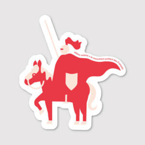 Autocollants détachés représentant des éléments emblématiques des Ardennes : boudin blanc, chevalier, marionnette, galette au sucre, loup d'Argonne, Arthur Rimbaud, salade au lard, sanglier et vélo voie verte.