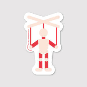 Autocollants détachés représentant des éléments emblématiques des Ardennes : boudin blanc, chevalier, marionnette, galette au sucre, loup d'Argonne, Arthur Rimbaud, salade au lard, sanglier et vélo voie verte.