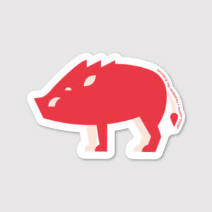 Autocollants détachés représentant des éléments emblématiques des Ardennes : boudin blanc, chevalier, marionnette, galette au sucre, loup d'Argonne, Arthur Rimbaud, salade au lard, sanglier et vélo voie verte.